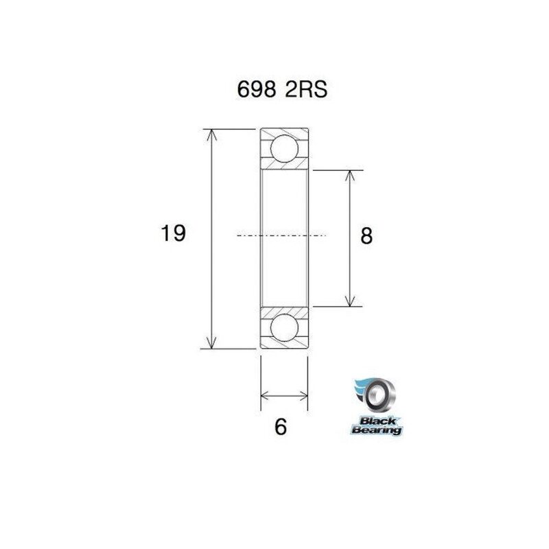 BlackBearing MAX 698-2RS 8x19x6 mm stalen lager voor volledig geveerde mountainbikes