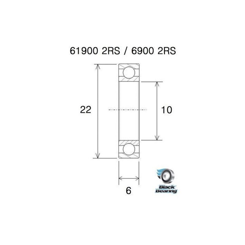 Roulement BlackBearing Céramique 6900-2RS 10x22x6 mm