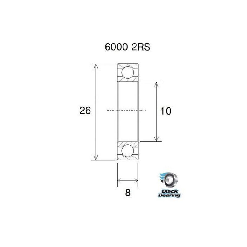 Roulement BlackBearing B5 6000-2RS 10x26x8 mm acier