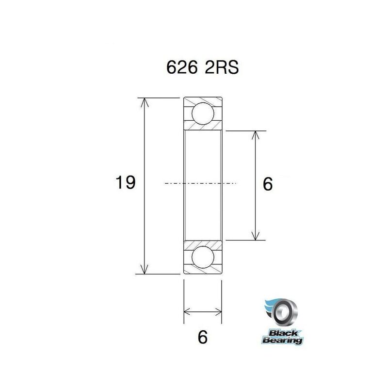 Roulement BlackBearing B5 626-2RS 6x19x6 mm acier