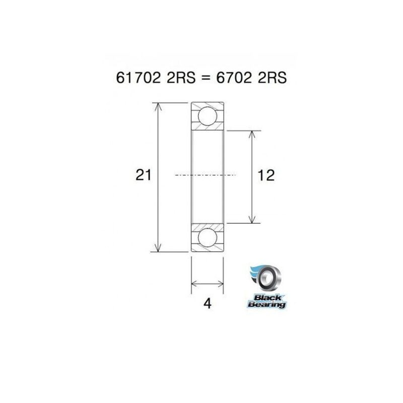 Roulement BlackBearing B5 6702-2RS 15x21x4 mm acier