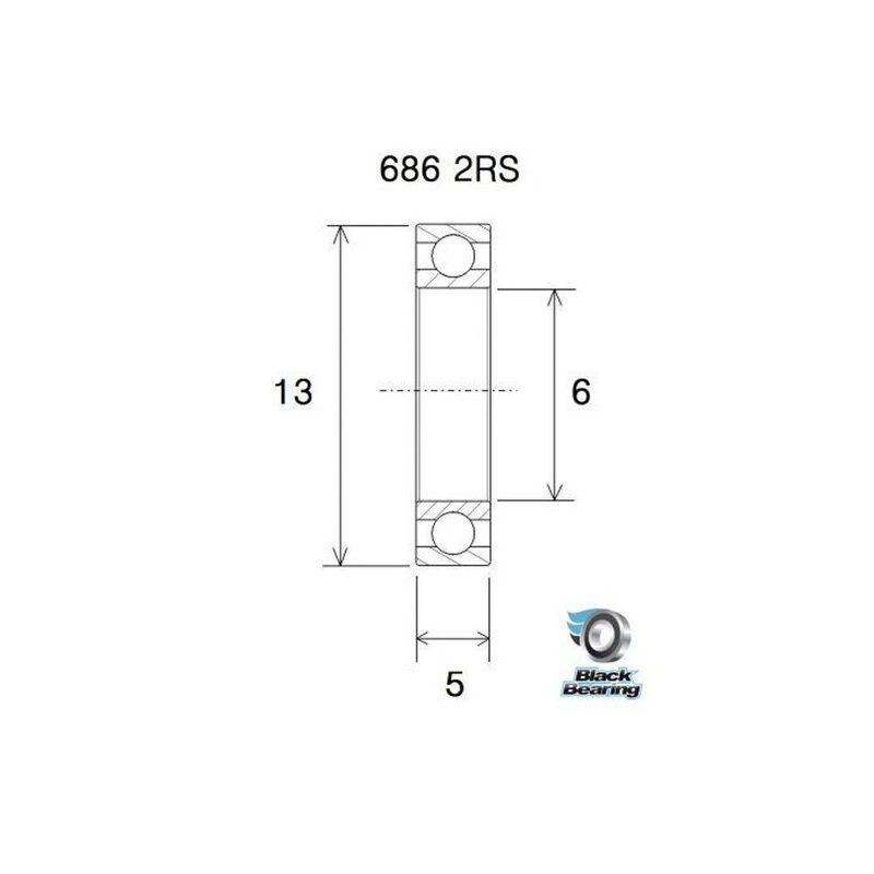 Roulement BlackBearing B5 686-2RS 6x13x5 mm acier
