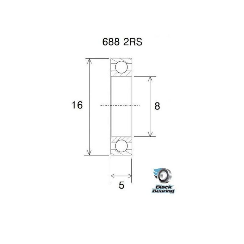 Roulement BlackBearing B5 688-2RS 8x16x5 mm acier