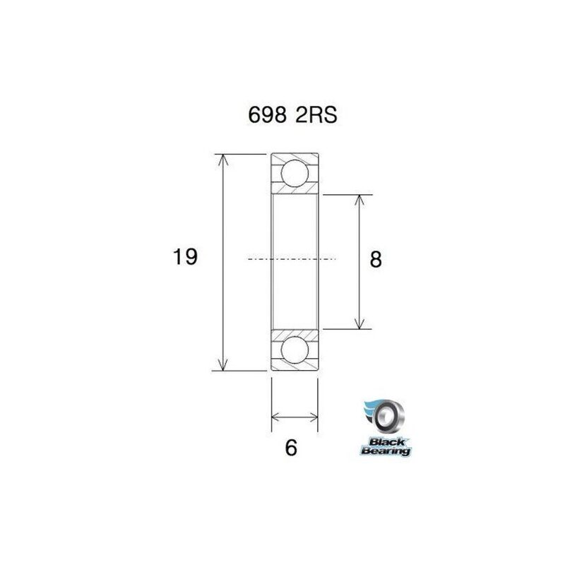 Roulement BlackBearing B5 698-2RS 8x19x6 mm acier