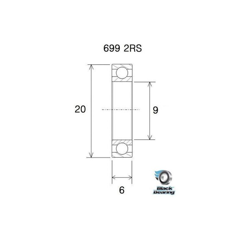Roulement BlackBearing B5 699-2RS 9x20x6 mm acier