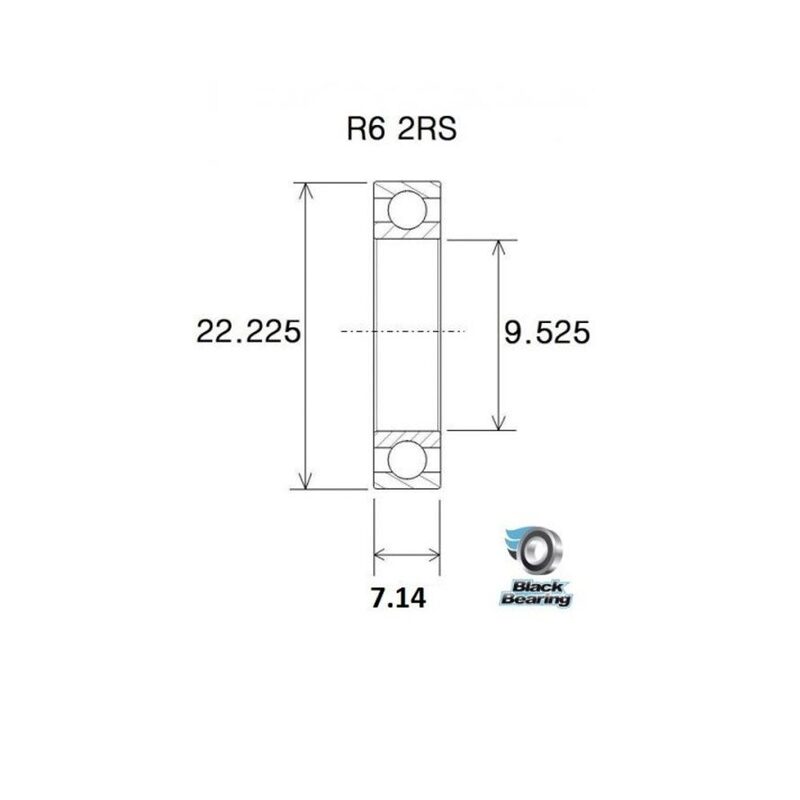 BlackBearing B5 R6-2RS lager 9,53x22,23x7,14 mm staal