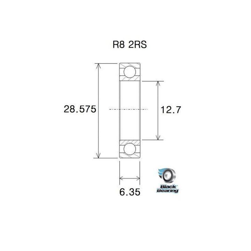BlackBearing B5 R8-2RS lager 12,7x28,58x7,94 mm staal
