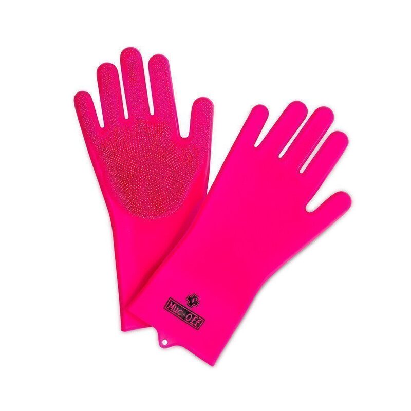 Deep Scrubber Muc-Off roze fietsreinigingshandschoenen