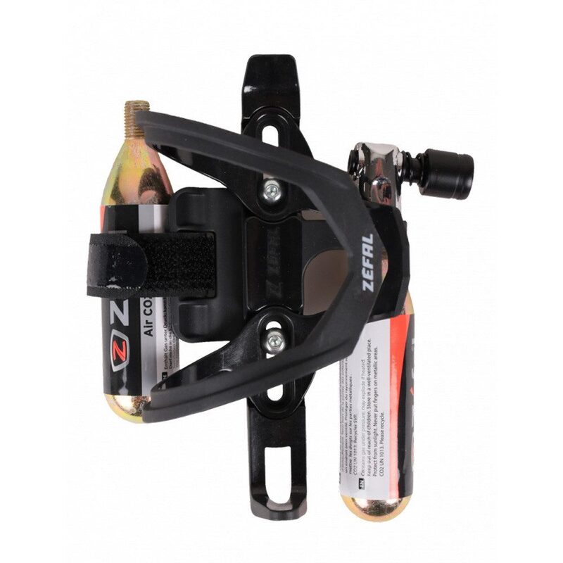 Porte-bidon latéral vélo Zéfal Pulse Z2i avec support pompe et cartouche CO2