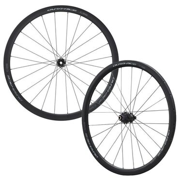 Roues vélo route carbone Shimano Dura Ace WH-R9270 C36 disques à boyaux