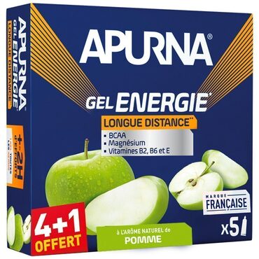 Doos met 4 energiegels + 1 gratis - Apurna Energiegels Lange Afstand Appel