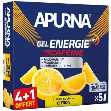 Doos met 4 energiegels + 1 gratis - Apurna Energiegels Citroen Cafeïne