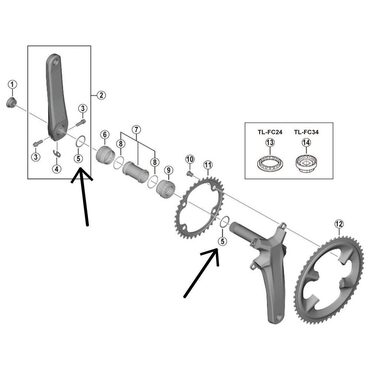 Shimano Dura-Ace FC-R9200 tussenstuk voor crankstel