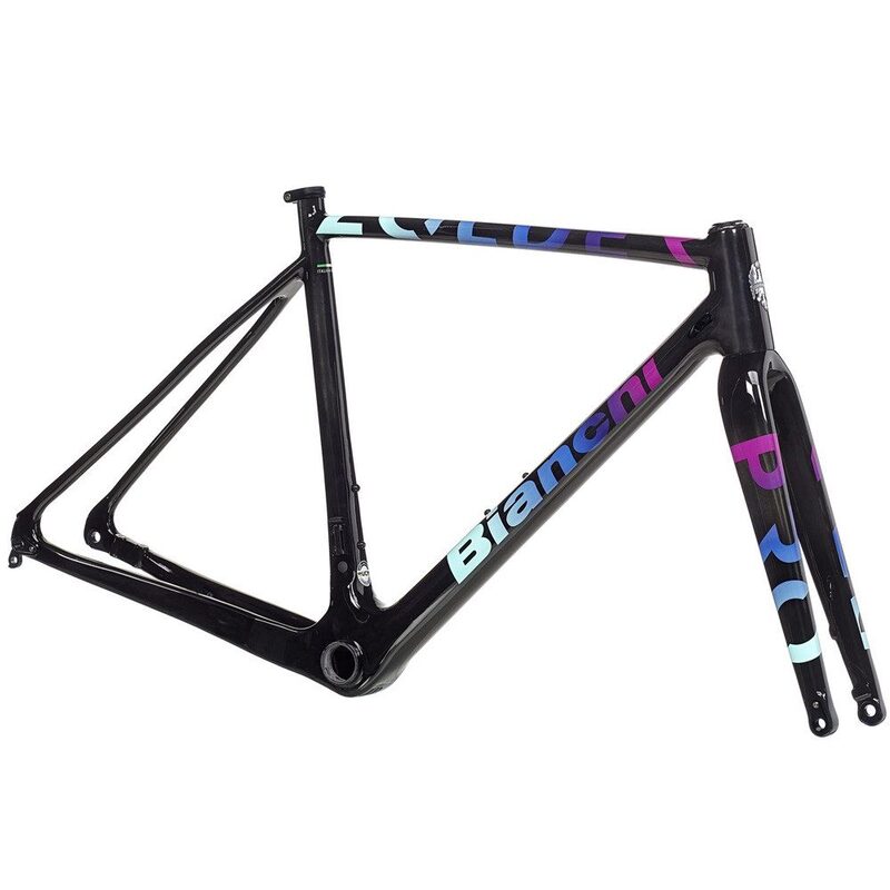Kit cadre vélo cyclo-cross Bianchi Zolder Pro Z2 Black/Purple Rainbow 2023