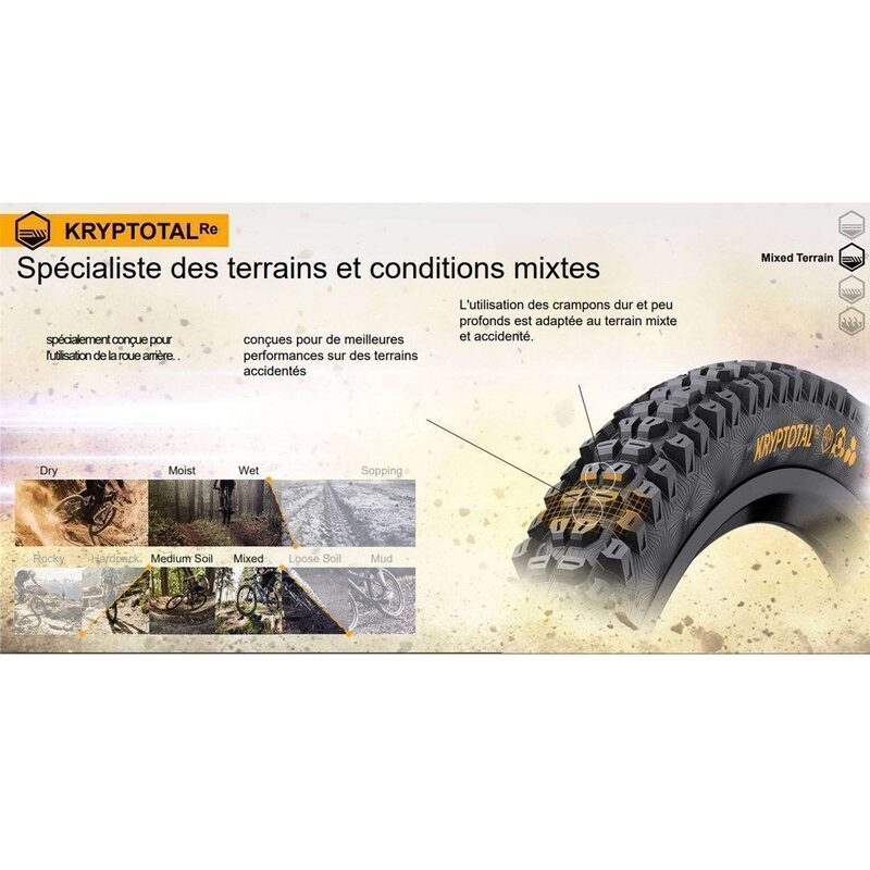 Pneu VTT 29 pouces Continental Kryptotal Enduro soft arrière tubeless ready