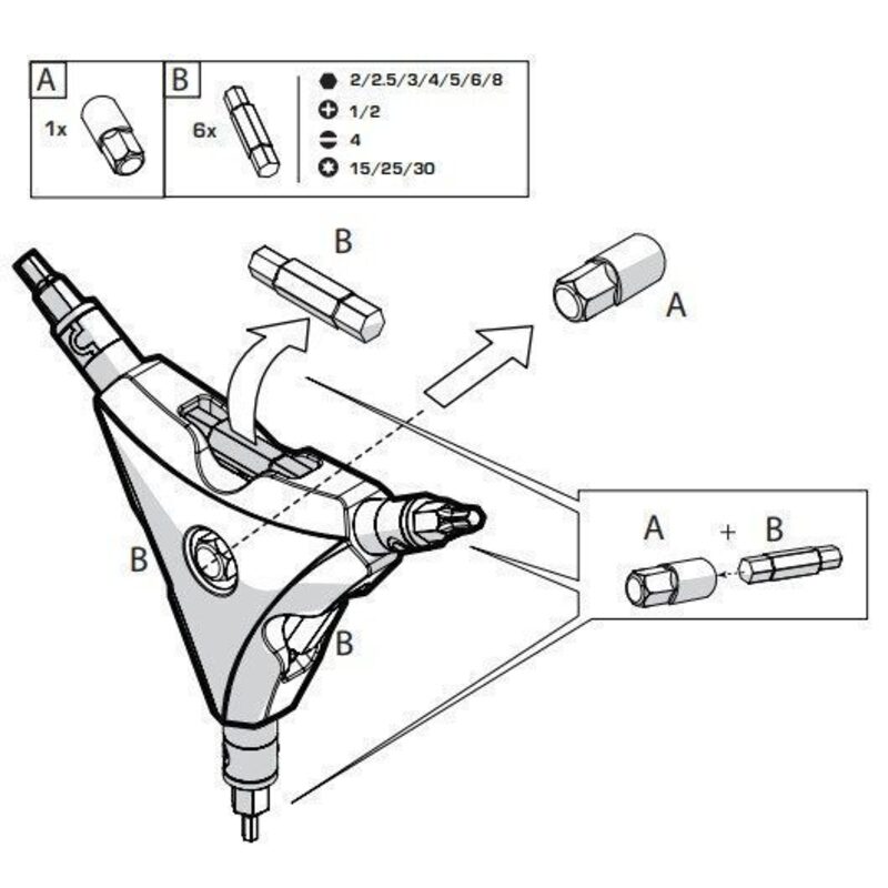 Y-vormige fietsgereedschap Pro Team Delta 13 gereedschappen