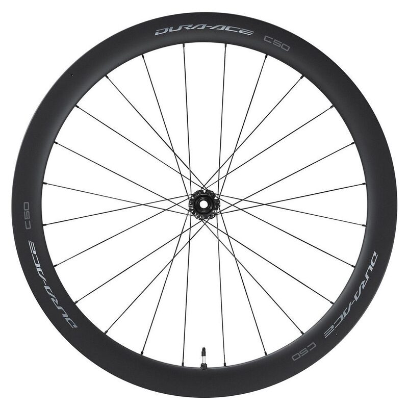 Roue avant vélo route carbone Shimano WH-R9270-C50-TL-F Disc Tubeless Ready