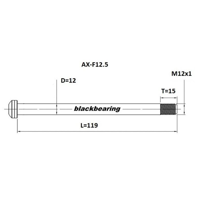 Axe de roue avant Blackbearing F12.5 - 12 mm - 119 - M12x1 - 15 mm