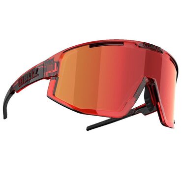 Fietsbril Bliz Fusion transparant rood montuur bruin rood multi-lens