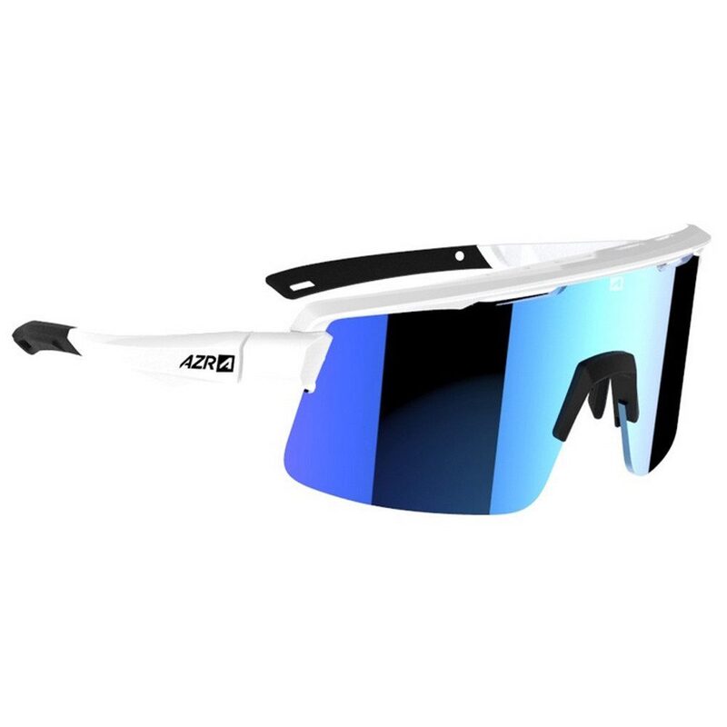 Lunettes vélo AZR Kromic Road RX Blanc Verni Ecran Irise Bleu Photochromique